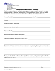 Document preview: DOH Form 672-042 Employment Reference Request - Washington