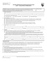 Document preview: NPS Form 10-168 Part I Historic Preservation Certification Application - Evaluation of Significance