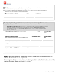 Out-of-State Practitioner Teacher or School Services Personnel Candidate Recommendation Form - Tennessee, Page 2