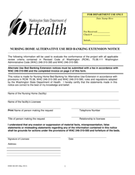 DOH Form 260-003 Nursing Home Alternative Use Bed Banking Extension Notice - Washington