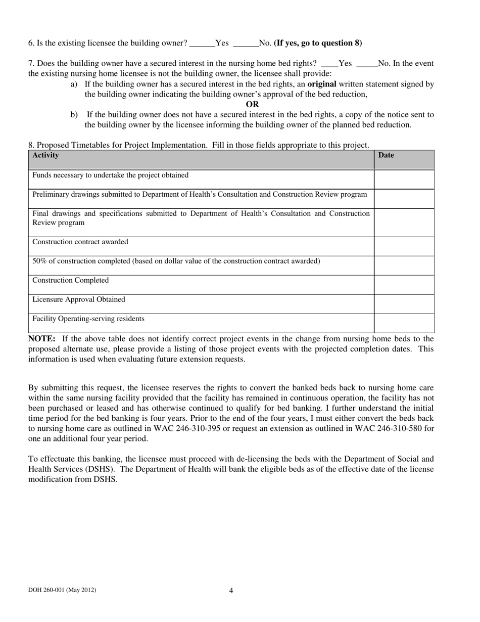 DOH Form 260-001 - Fill Out, Sign Online and Download Printable PDF ...