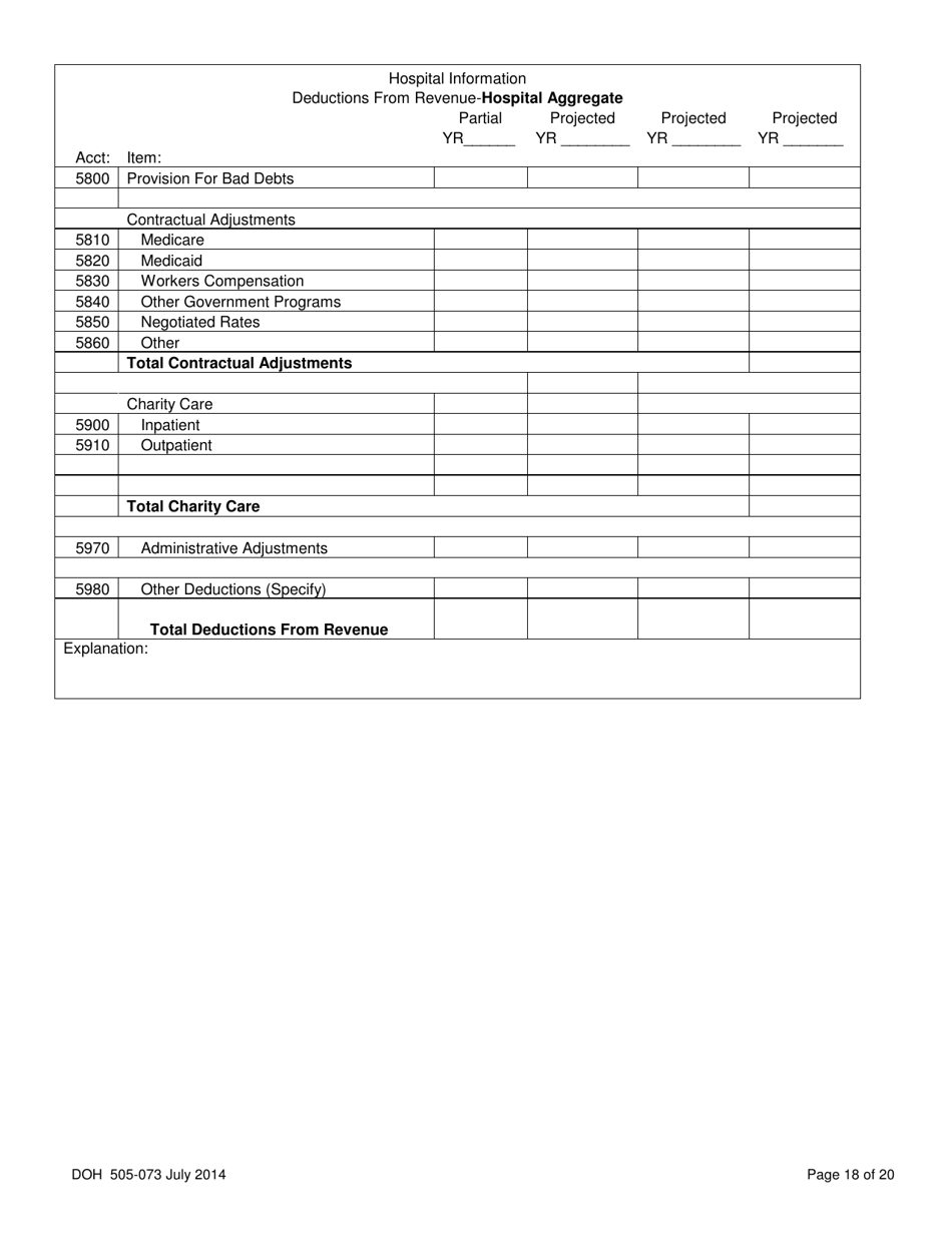 DOH Form 505-073 Application for Certificate of Need Lease of Part or All of a Hospital - Washington, Page 18