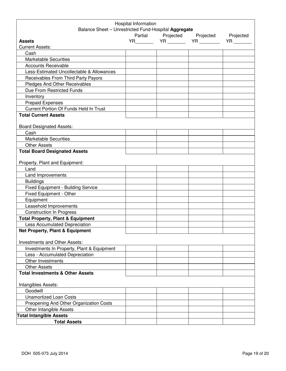 DOH Form 505-073 Application for Certificate of Need Lease of Part or All of a Hospital - Washington, Page 19
