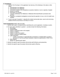 DOH Form 260-010 Application for Certificate of Need Purchase of Part or All of a Hospital - Washington, Page 11