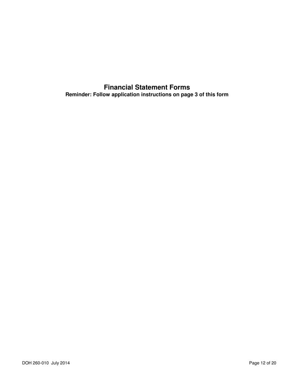DOH Form 260-010 Application for Certificate of Need Purchase of Part or All of a Hospital - Washington, Page 12
