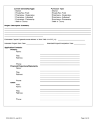 DOH Form 260-010 Application for Certificate of Need Purchase of Part or All of a Hospital - Washington, Page 2