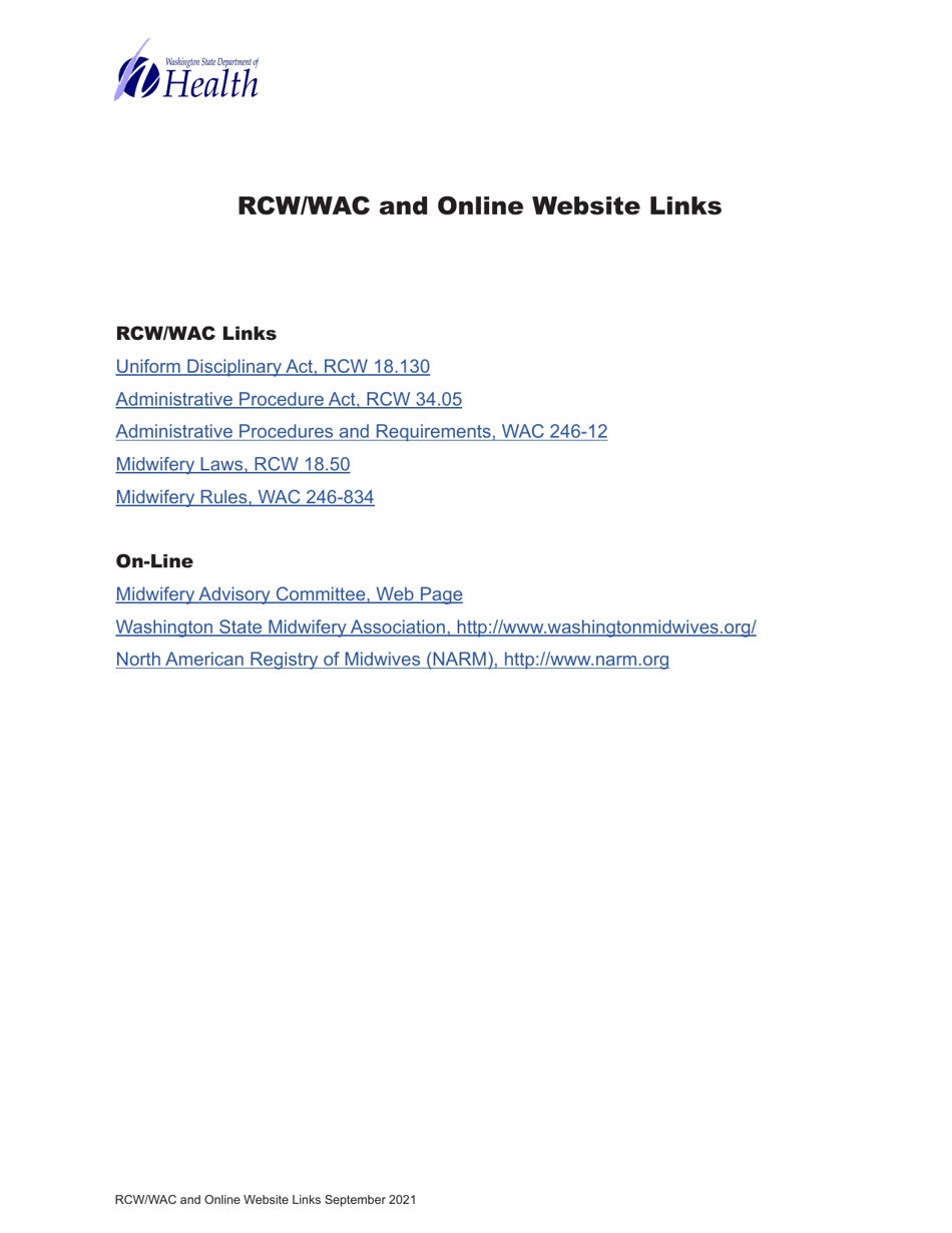 DOH Form 679-119 Midwifery Expired License Activation Application Packet - Washington, Page 9