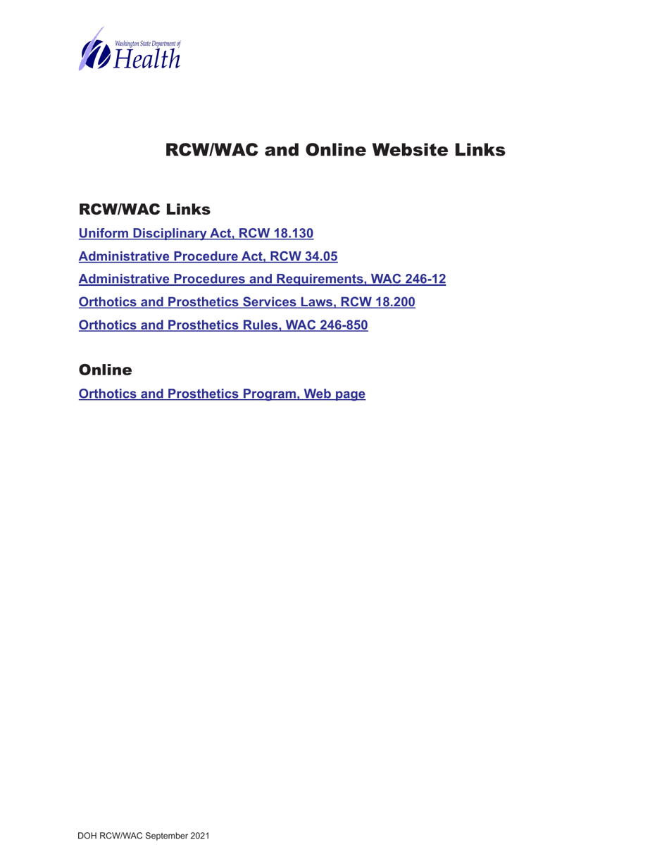 DOH Form 677-012 Prosthetist Expired License Application Packet - Washington, Page 9