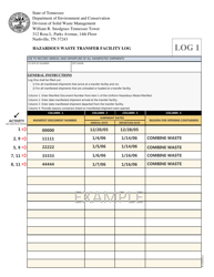 Sample &quot;Hazardous Waste Transfer Facility Log&quot; - Tennessee