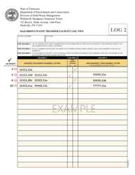 Sample &quot;Hazardous Waste Transfer Facility Log&quot; - Tennessee, Page 2