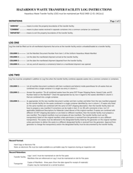 Sample &quot;Hazardous Waste Transfer Facility Log&quot; - Tennessee, Page 3
