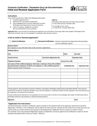 Document preview: DOH Form 333-152 Contractor Certification - Clandestine Drug Lab Decontamination Initial and Renewal Application Form - Washington