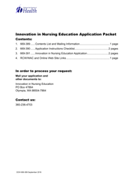 DOH Form 669-391 Innovation in Nursing Education Application - Washington