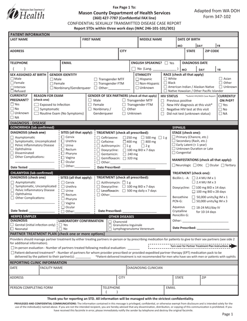 DOH Form 347-102  Printable Pdf