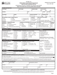 DOH Form 347-102 Confidential Sexually Transmitted Disease Case Report - Walla Walla County, Washington