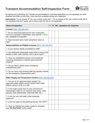 Document preview: DOH Form 505-107 Transient Accommodation Self-inspection Form - Washington