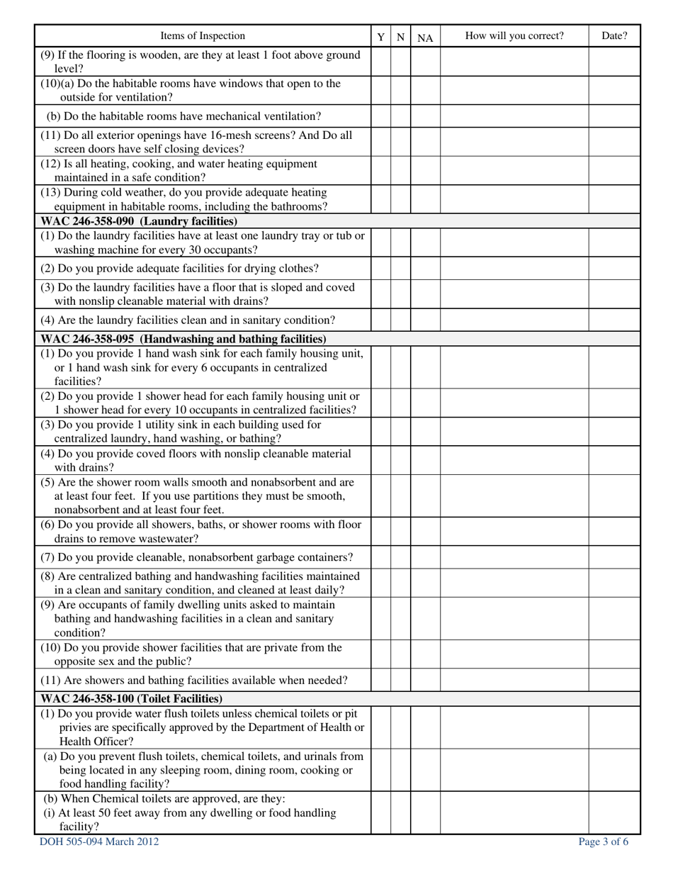 DOH Form 505-094 - Fill Out, Sign Online and Download Printable PDF ...