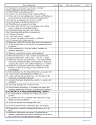 DOH Form 505-094 Temporary Worker Housing Inspection Checklist - Washington, Page 4