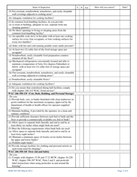 DOH Form 505-094 Temporary Worker Housing Inspection Checklist - Washington, Page 5