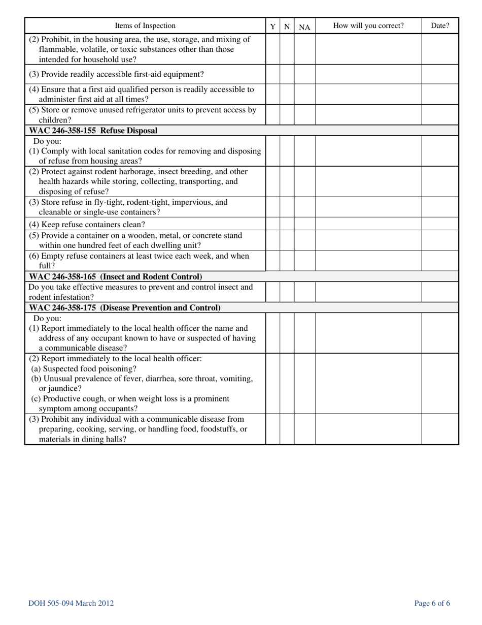 DOH Form 505-094 - Fill Out, Sign Online and Download Printable PDF ...