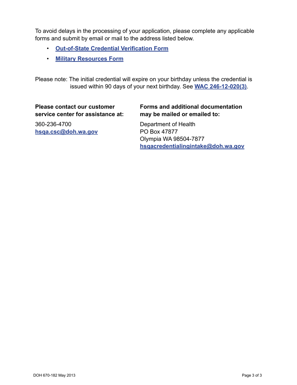 DOH Form 670-182 Hypnotherapist Registration Online Application Instructions Checklist - Washington, Page 3