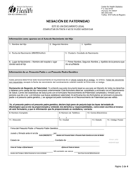Document preview: DOH Formulario 422-158 Formulario De La Negacion De Paternidad - Washington (Spanish)