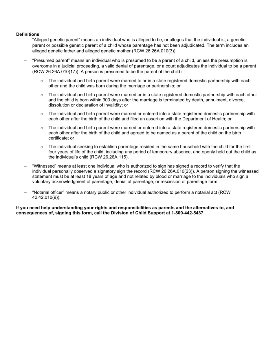 DOH Form 422-158 Denial of Parentage - Washington, Page 4