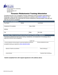 Document preview: DOH Form 651-043 Forensic Phlebotomist Training Attestation - Washington