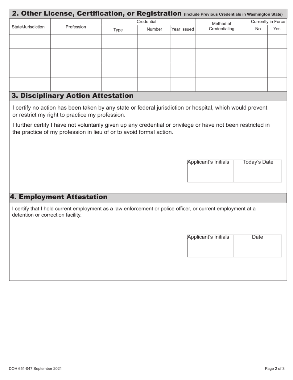 DOH Form 651-047 Forensic Phlebotomist Expired Activation Application - Washington, Page 6