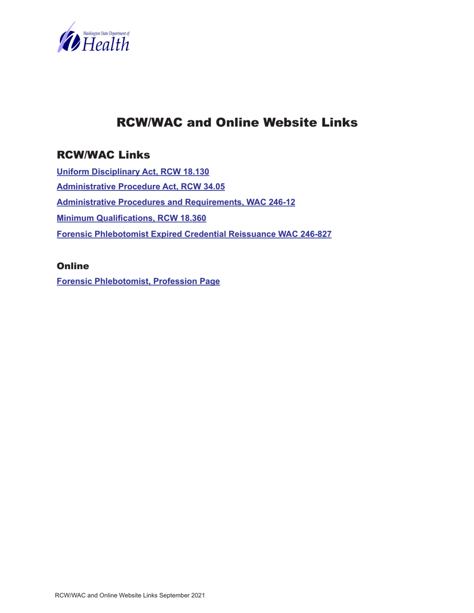 DOH Form 651-047 Forensic Phlebotomist Expired Activation Application - Washington, Page 9