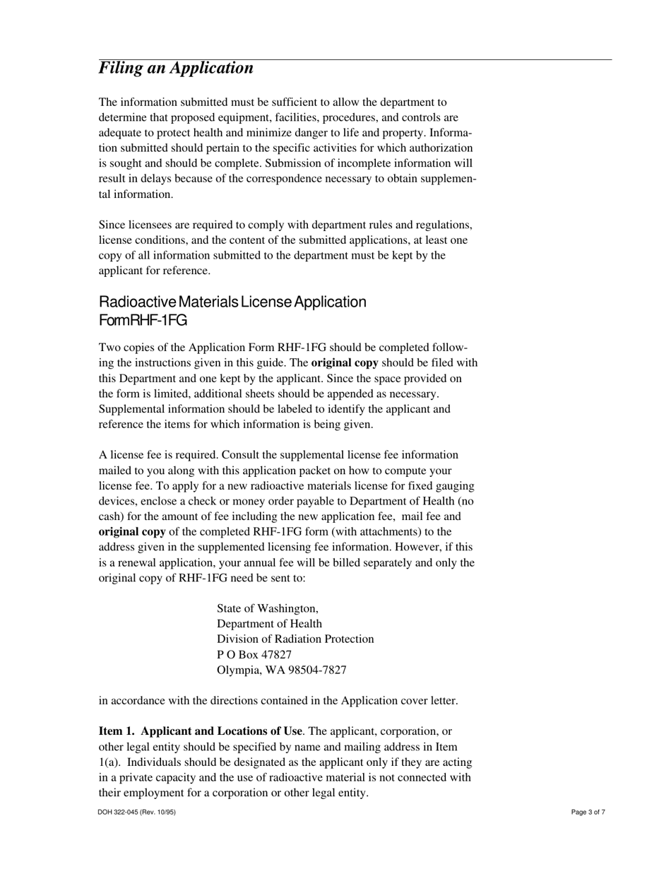 Instructions for Form RHF-1FG, DOH Form 322-042 Radiation Protection Division - Washington, Page 3