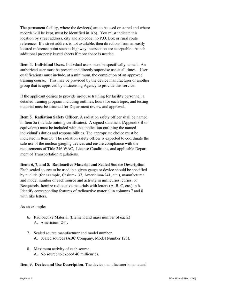 Instructions for Form RHF-1FG, DOH Form 322-042 Radiation Protection Division - Washington, Page 4