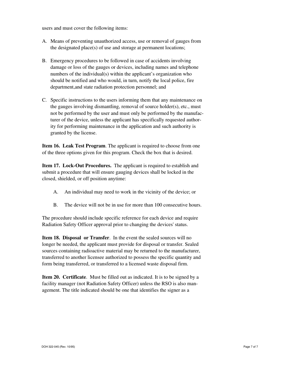 Instructions for Form RHF-1FG, DOH Form 322-042 Radiation Protection Division - Washington, Page 7