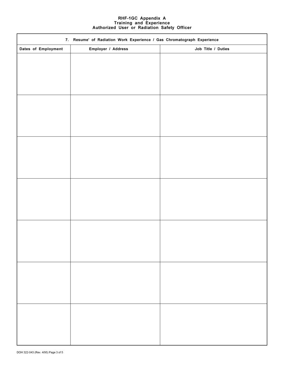 DOH Form 322-043 (RHF-IGC) Application for Radioactive Material License Gas Chromatograph - Washington, Page 3