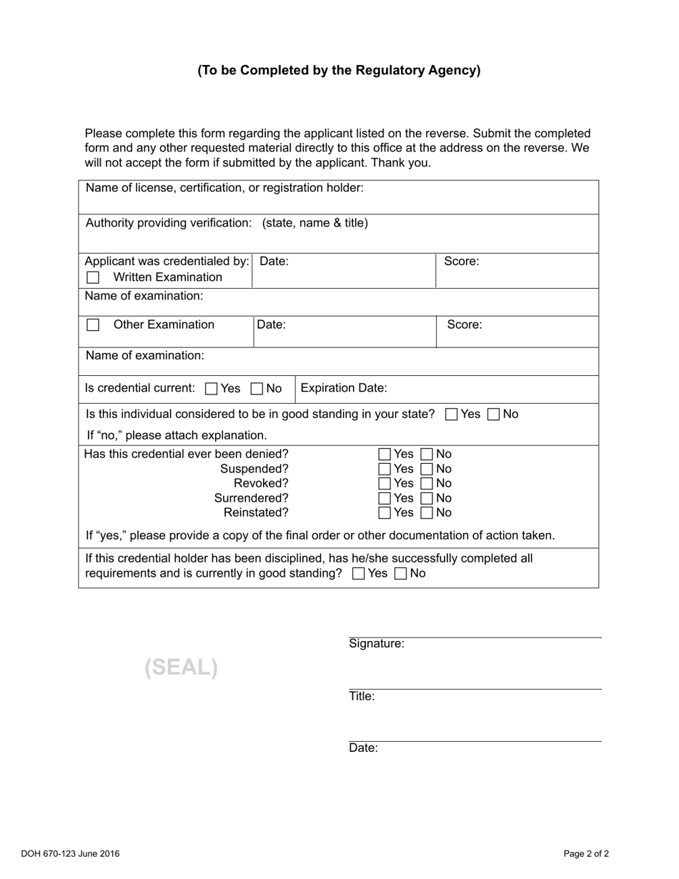 DOH Form 670-123 - Fill Out, Sign Online and Download Printable PDF ...