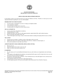 Form HS-2912 &quot;Application for Child Support Services&quot; - Tennessee
