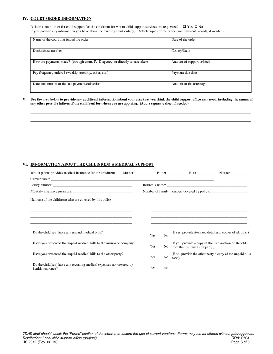 Form HS-2912 - Fill Out, Sign Online and Download Printable PDF ...