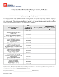 Document preview: Independent Coordination/Case Manager Training Verification - Tennessee