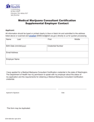 Document preview: DOH Form 608-036 Medical Marijuana Consultant Certification Supplemental Employer Contact - Washington