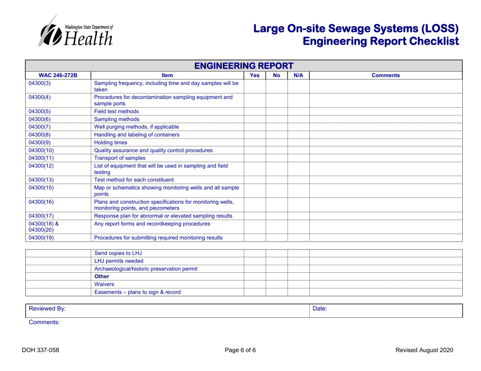 DOH Form 337-085 Large on-Site Sewage Systems (Loss) Engineering Report Checklist - Washington, Page 6