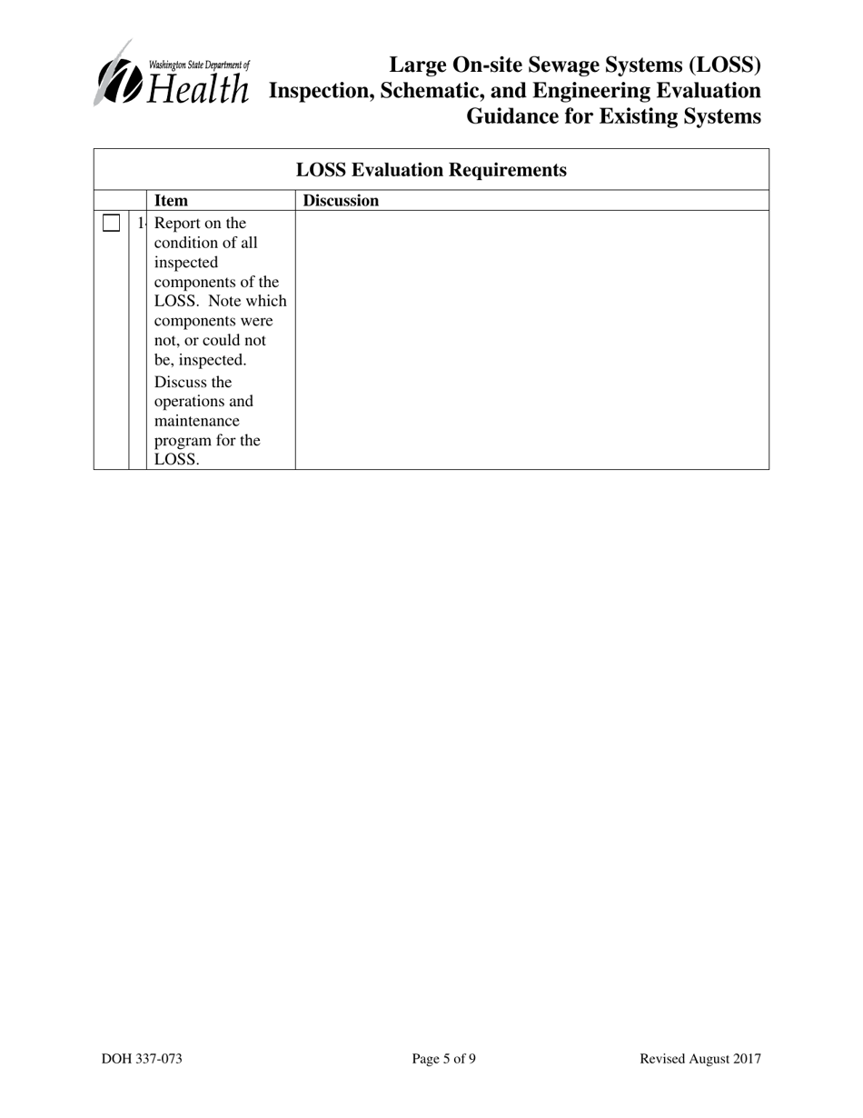 DOH Form 337-073 Large on-Site Sewage Systems (Loss) Inspection, Schematic, and Engineering Evaluation Guidance for Existing Systems - Washington, Page 5