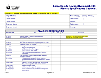 Document preview: DOH Form 337-081 Large on-Site Sewage Systems (Loss) Plans & Specifications Checklist - Washington