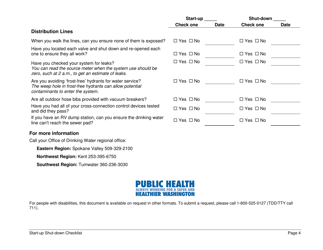 DOH Form 331-312 Small Water System Start-Up Shut-Down Self-inspection Checklist - Washington, Page 4
