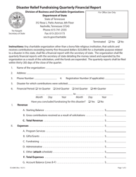 Form SS-6080 &quot;Disaster Relief Fundraising Quarterly Financial Report&quot; - Tennessee