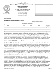 Form SS-6004 Surety Bond Form - Tennessee, Page 2