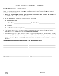 DOH Form 322-042 Application for Radioactive Material License - Fixed Gauge - Washington, Page 11