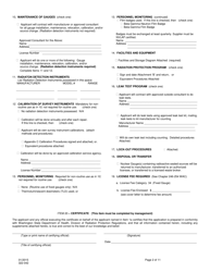 DOH Form 322-042 Application for Radioactive Material License - Fixed Gauge - Washington, Page 2