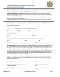 Form CORP-G18 &quot;Coordinator Designation - Corporate Application Filing Entry System (Cafe)&quot; - Texas