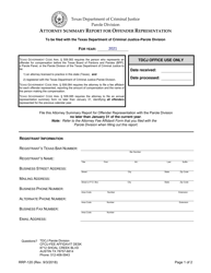 Form RRP-120 &quot;Attorney Summary Report for Offender Representation&quot; - Texas, 2021