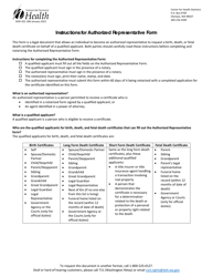 Document preview: DOH Form 422-186 Authorized Representative - Washington